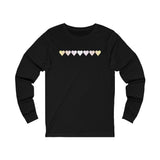 Pangender Flag Hearts Long Sleeve Tee: Pride LGBTQ+ Gradient Design
