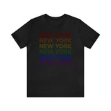 New York LGBTQ+ Pride Flag, Faded Black T-Shirt
