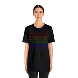 Rhode Island LGBTQ+ Pride Flag, Faded Black T-Shirt