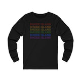 Rhode Island LGBTQ+ Pride Flag, Faded Black Long Sleeve Tee