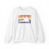Virginia Pride Flag Sweater: Rainbow LGBTQ+ State Silhouette Distressed Sweatshirt