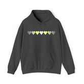 Demigender Flag Hearts Hoodie: Pride LGBTQ+ Gradient Design