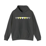 Demigender Flag Hearts Hoodie: Pride LGBTQ+ Gradient Design