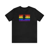 Rhode Island Pride Flag Tee: Rainbow LGBTQ+ State Silhouette Distressed Shirt