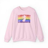 New Jersey Pride Flag Sweater: Rainbow LGBTQ+ State Silhouette Distressed Sweatshirt