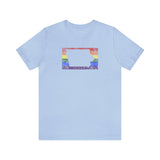 Iowa Pride Flag Tee: Rainbow LGBTQ+ State Silhouette Distressed Shirt