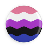 Genderfluid Pride Flag Magnet: Ripple Round Button for Fridge