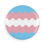 Transgender Pride Flag Magnet: Wavey Round Button for Fridge