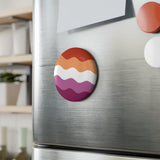Lesbian Pride Flag Magnet: Ripple Round Button for Fridge