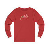 Pangender Pride Long Sleeve T-Shirt: Flowing Cursive 'Pride' in Gradient Hues