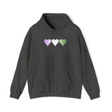 Genderqueer Flag Hearts Hoodie: Pride LGBTQ+ Gradient Design