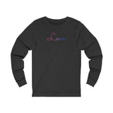Bisexual Love Script Long Sleeve T-Shirt: Subtly Elegant Pride Tee