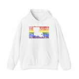 Louisiana Pride Flag Hoodie: Rainbow LGBTQ+ State Silhouette Distressed Hooded Sweatshirt