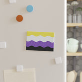 Nonbinary Pride Flag Magnet: Ripple Rectangle Button for Fridge