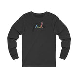 Queer Pride Long Sleeve T-Shirt: Flowing Cursive 'Pride' in Gradient Hues