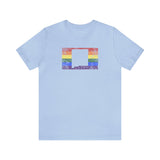 New Mexico Pride Flag Tee: Rainbow LGBTQ+ State Silhouette Distressed Shirt