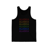 Alaska LGBTQ+ Pride Flag, Faded Black Tank-Top