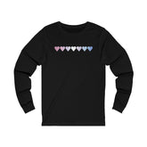 Bigender Flag Hearts Long Sleeve Tee: Pride LGBTQ+ Gradient Design