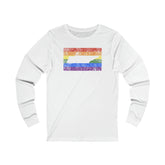 Tennessee Pride Flag Long Sleeve Tee: Rainbow LGBTQ+ State Silhouette Distressed Long Sleeve T-Shirt