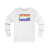 Tennessee Pride Flag Long Sleeve Tee: Rainbow LGBTQ+ State Silhouette Distressed Long Sleeve T-Shirt