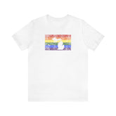 Michigan Pride Flag Tee: Rainbow LGBTQ+ State Silhouette Distressed Shirt