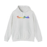 Texas Pride Hoodie: Flowing Cursive Design with LGBTQ+ Gradient