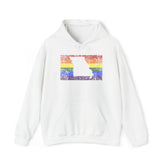 Missouri Pride Flag Hoodie: Rainbow LGBTQ+ State Silhouette Distressed Hooded Sweatshirt