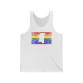 Mississippi Pride Flag Tank: Rainbow LGBTQ+ State Silhouette Distressed Tank-Top
