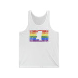Mississippi Pride Flag Tank: Rainbow LGBTQ+ State Silhouette Distressed Tank-Top