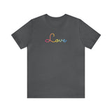 Pansexual Love Script Tee: Subtly Elegant Pride T-Shirt