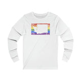 Washington Pride Flag Long Sleeve Tee: Rainbow LGBTQ+ State Silhouette Distressed Long Sleeve T-Shirt