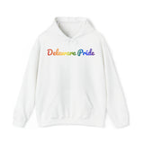 Delaware Pride Hoodie: Flowing Cursive Design with LGBTQ+ Gradient