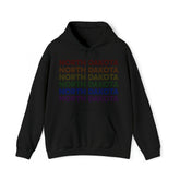 North Dakota LGBTQ+ Pride Flag, Faded Black Hoodie