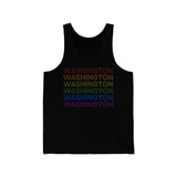Washington LGBTQ+ Pride Flag, Faded Black Tank-Top