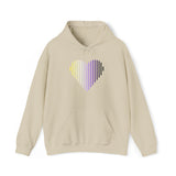 Nonbinary Heart Lines Hoodie: Pride Gradient Sweater