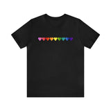 Gilbert Baker Pride Flag Hearts T-Shirt: Pride LGBTQ+ Gradient Design