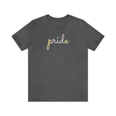 Pangender Pride T-Shirt: Flowing Cursive 'Pride' in Gradient Hues