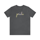 Pangender Pride T-Shirt: Flowing Cursive 'Pride' in Gradient Hues