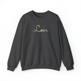 Demigender Love Script Sweatshirt: Subtly Elegant Pride Sweater