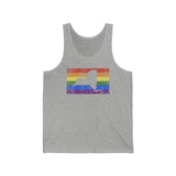 New York Pride Flag Tank: Rainbow LGBTQ+ State Silhouette Distressed Tank-Top