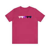 Genderfluid Flag Hearts T-Shirt: Pride LGBTQ+ Gradient Design