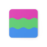 Polysexual Flag Coaster Set: 4 Corkwood Ripple Drink Coasters