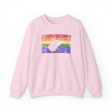 West Virginia Pride Flag Sweater: Rainbow LGBTQ+ State Silhouette Distressed Sweatshirt