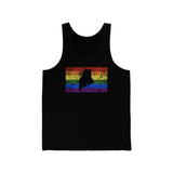 Maine Pride Flag Tank: Rainbow LGBTQ+ State Silhouette Distressed Tank-Top