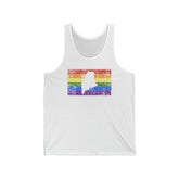 Maine Pride Flag Tank: Rainbow LGBTQ+ State Silhouette Distressed Tank-Top
