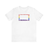South Dakota Pride Flag Tee: Rainbow LGBTQ+ State Silhouette Distressed Shirt
