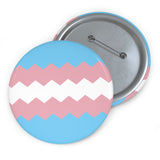 Transgender Pride Flag Pin: Round Button with Sharp Design
