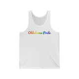 Oklahoma Pride Tank Top: Flowing Cursive Design with LGBTQ+ Gradient
