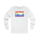 North Carolina Pride Flag Long Sleeve Tee: Rainbow LGBTQ+ State Silhouette Distressed Long Sleeve T-Shirt