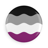 Asexual Pride Flag Magnet: Ripple Round Button for Fridge